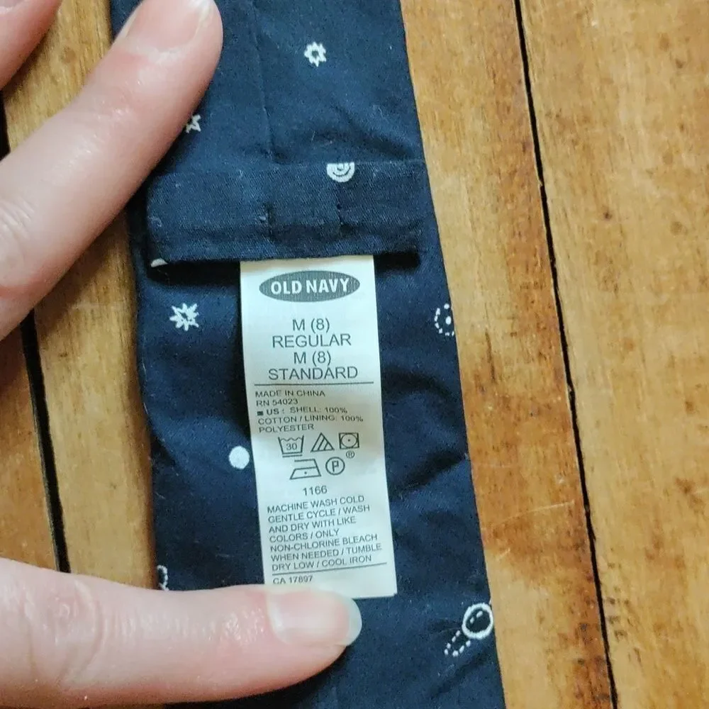 Old navy Tie Size 8 Boys Navy Blue White Design Easter Preppy Wedding Formal